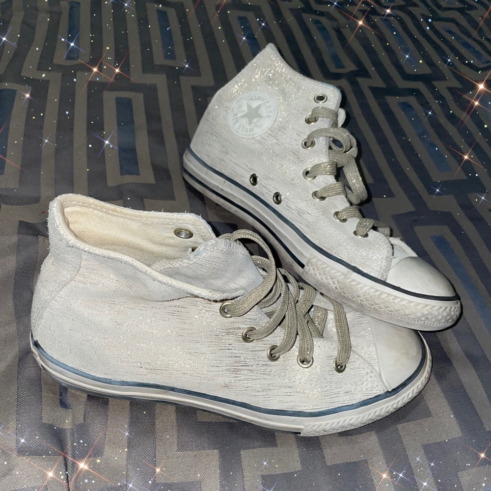 Converse Chuck Taylor All Star Sneakers Size 3 Girls Glittery Gray